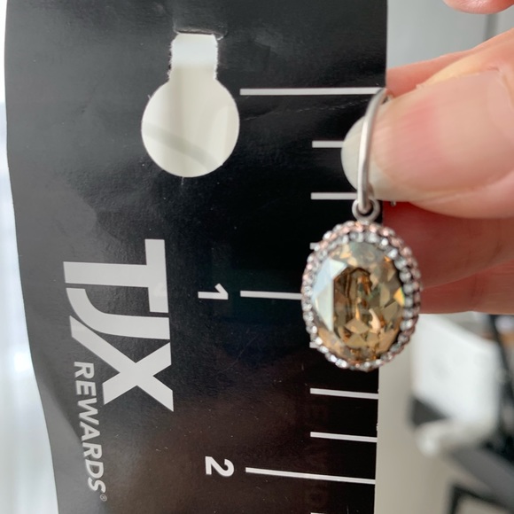 CITRINE crystal pave rhinestone oval 925 earrings - Picture 2 of 6